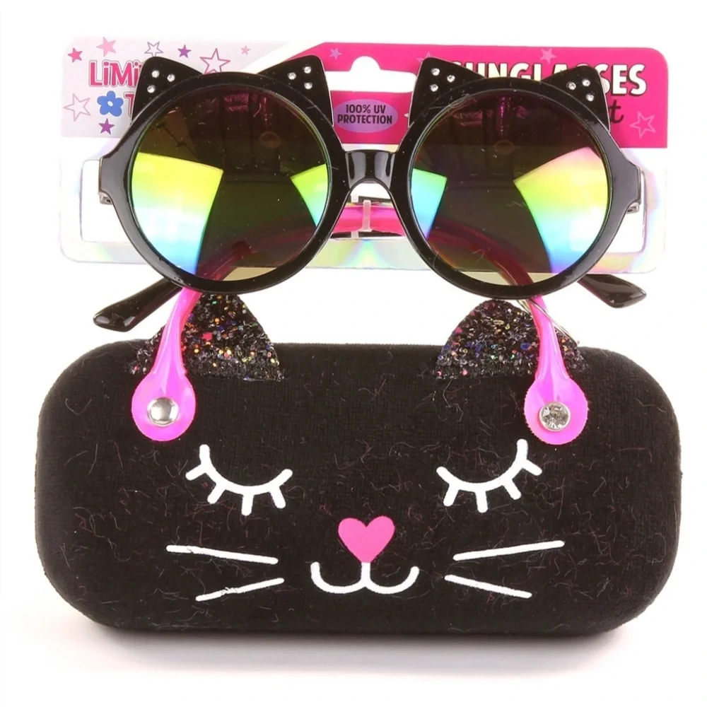 Limited Too Velvet Kitty Sunglasses and Case Set